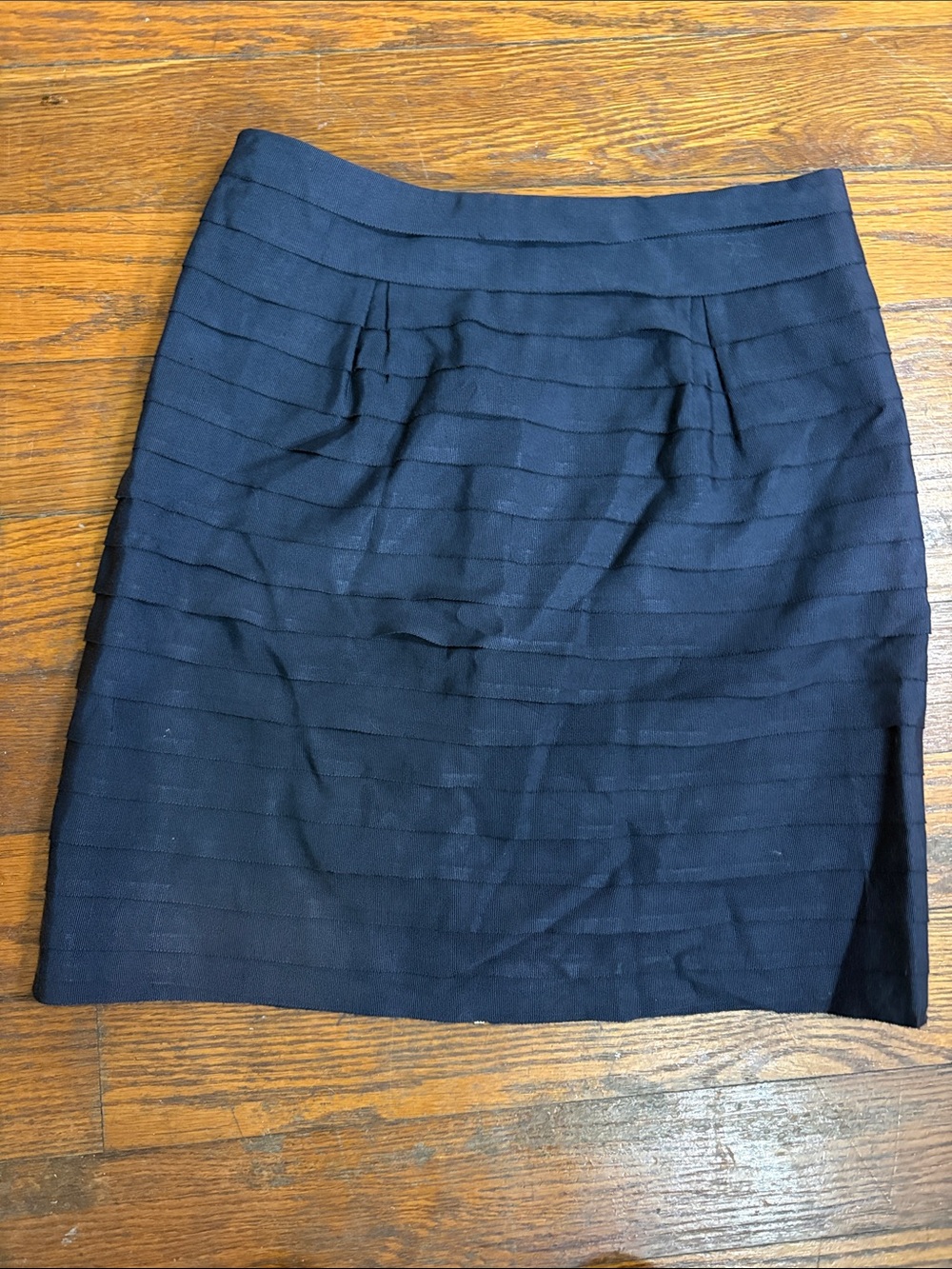 leifsdottir Anthropologie navy blue tiered grosgrain ribbon Skirt women’s size 0